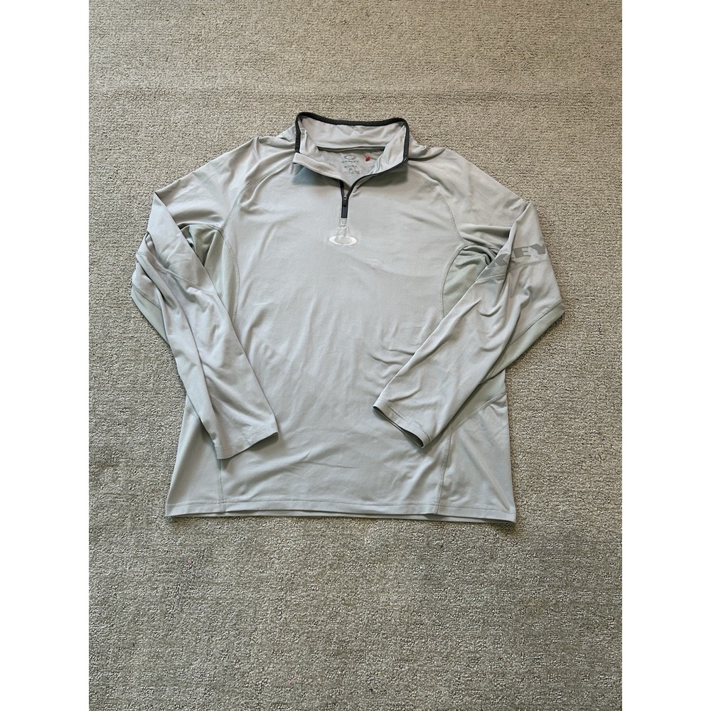 Oakley Pullover Mens XL Grey Reflective Hydrolix 1/4 Zip Long Sleeve Performance
